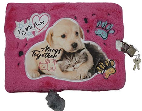 Goldkids Tagebuch flauschig Plüsch, Notizbuch DIN A5 96 Blätter Kindertagebuch mit Schloss (My little friend)