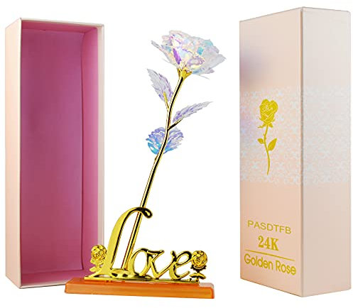 Cadeau Anniversaire Femme 24K Rose Plaqué Or Coffret Cadeau Femme Rose Eternelle Fleur Eternelle Cadeau Maman Mamie Nounou Soeur Couple Grand Mere Belle Mere Anniversaire Mariage Noel Saint Valentin