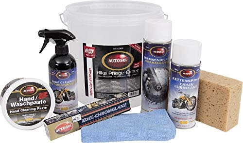 AUTOSOL SET SECCHIO CURA EDITION, 8 PEZZI PULIZIA MOTO DETERGENTE LUCIDANTE PASTA LAVAMANI