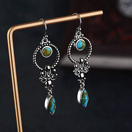 Orecchini Pendente Donna,Orecchini Pendenti Vintage in Argento 925 con Turchese Orecchini Ipoallergenici con Pendente A Goccia Leggera Orecchini per Le Donne Ragazze Festa di Nozze Regalo di San Val