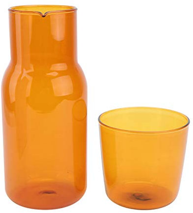 Hemoton De Chevet Nuit D' Eau Carafe Pichet avec Tumbler Verre Ensemble Pichet D' Eau Et Tasse Nuit Ensemble pour Jus De Vin Potable 500Ml