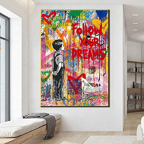 Graffiti Street Art von Banksy Dream Poster und Drucke Abstrakte Pop Art Leinwand Gemälde an der Wand Kunst Bild Wohnkultur 40x50cm (16x20in) Rahmenlos