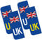 UK Car Stickers, Pack of 4 European Road Legal UK Car Number Plate Vinyl Stickers for Replace GB Stickers after BREXIT