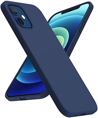 ACRONIX Coque Silicone Liquide Compatible avec iPhone 12/12 Pro (6,1”) Case en Silicone Premium, Étui Protection Complète, Cover Antichoc à 3 Structure Bleu Marine