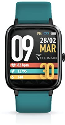 Smartwatch Unisex, Orologio Fitness con Contapassi, Frequenza Cardiaca, Sonno, Sport CON GPS INTEGRATO, per attività in door e out door | Android e iOS (CASSA BLACK- CINTURINO PETROL)