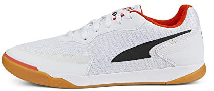 PUMA Herren Pressing Iii Futsal Soccer Shoes Sneaker, White Black-Firelight-Nimbus Cloud-Gum, 44.5 EU