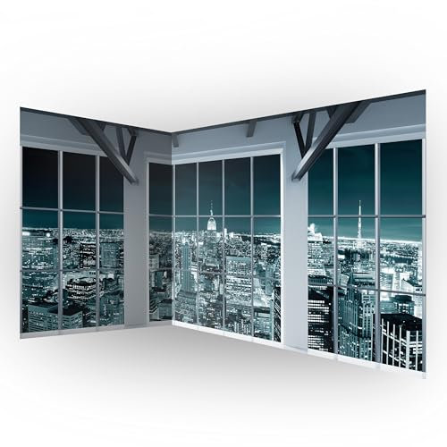 murando - selbstklebende Eckfototapete New York City 539x250 cm Tapete Wandtapete Klebefolie Dekorfolie Tapetenfolie Wand Dekoration Wandaufkleber Wohnzimmer Fensterblick Skyline Panorama