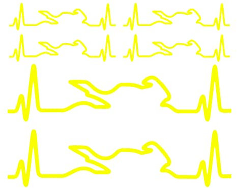 Cardio Motorradhelm Aufkleber Pack 6 Stück für Motorradhelm Auto Bike Scooter (Gelb)