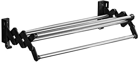 CHEWYNP Porte-Serviettes Simple, Porte-Serviettes Télescopique - Porte-Serviettes De Cuisine - Extensible, Gain De Place, pour Montage Mural, Acier Inoxydable, Noir 60Cm/60cm