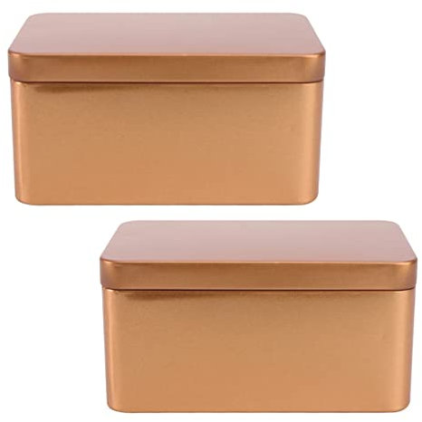 HEMOTON Tin De Regalo De Chocolate Vacío Paquete de 2 de Metal con Tapa de Lata de para Café Especias Y Color Aleatorio Contenedores De Hojalata Rectangular