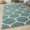 THE RUGS Shaggy Rug – Modern Moroccan Design Rugs for Living Room, Bedroom, Hallway, 3 cm Thick Area Rugs, (Trellis Duck egg blue/Ivory, 80x300cm)