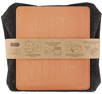 Mud Pie Brot-Warmhalter-Set, Korb, 25,4 x 22,9 cm, Fliese: 21,6 x 19,5 cm, Orange