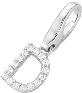 Giorgio Martello Milano Charm Charm Buchstabe D, Zirkonia Steine, Silber 925