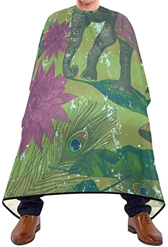 Frisierumhang Vintage-Elefant Frisörumhang Wasserdichte Haircut Barber Cape Einstellbar Auszukämmen Cape Für Hair Design Salon Haarschnitt Erwachsene 140X170Cm