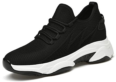 TUMAHE Männer Aufzug Turnschuhe Unsichtbare Höhe Zunehmende Sportschuhe Mode Höhere Aufzug Schuhe,6cm Black,44 EU