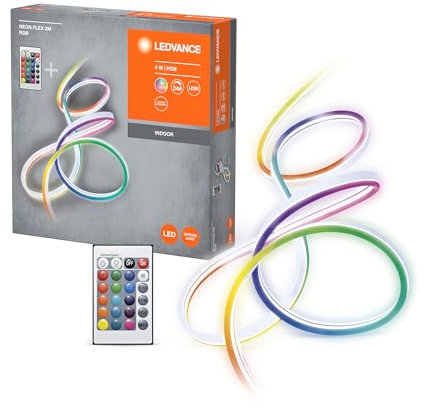 LEDVANCE NEON FLEX 2M LED-Streifen, weiß, 4,7W, 45lm, RGB-Farbsteuerung, homogene Lichtverteilung, USB-Anschluss, lange Lebensdauer, einfache Montage, für Innenanwendung, Schutzklasse IP20