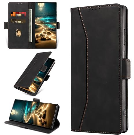 KANVOOS Handyhülle für Samsung Galaxy Note 20 Ultra 5G Hülle, Premium PU Leder Flip Klappbar Stoßfeste Schutzhülle [Kartenfächern], Wallet Case Hülle für Samsung Note 20 Ultra 5G (Schwarz)