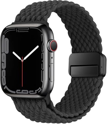 HITZEE Compatible con Correa Apple Watch 49/46/45/44/42/41/40/38mm, Correas Elástica con Cierre Magnético Diseñadas para Apple Watch Ultra 2 Serie 10 9 8 7 SE 6 5 4 3 (38/40/41/42, Negro)