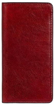 Time Resistance Rot Leder Anzug Geldbörse – Vollnarbenleder Geldbeutel hergestellt in Italien – Schlankes Portemonnaie – 100% Leder Brusttasche – Hohes Billfold-Kartenetui – Slim Suit Wallet