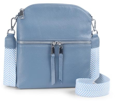 befen Damen-Umhängetaschen, echtes Leder, Schulterhandtaschen, funktional, mehrere Taschen, kleine Cross-Body-Tasche für Frauen, Z01-air Force Blue, M, Zeitgenössisch
