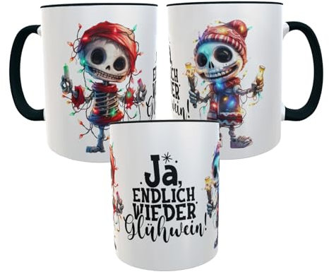 Kilala Weihnachtstasse mit Motiv La Catrina, Kaffeebecher mit lustigem Spruch, Weihnachtsmuffel Kaffeetasse, Glühweinbecher als Wichtelgeschenk oder zu Weihnachten