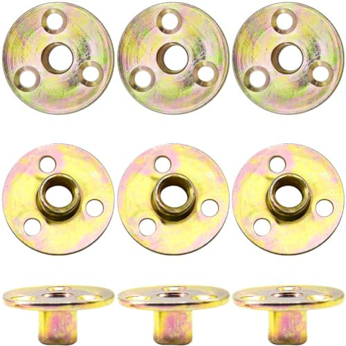 CEEYSEE 10 Pezzi Dado a T M10 Dado Flangiato Dado con Flangia Foro Bavato Round Base Screw in T Nut Fissaggio Della Flangia a Tre Fori per Elettrodomestici e,Mobili (M10/FLZ-LM)