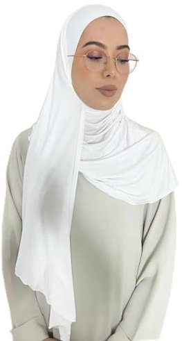BOXFORSISTER Premium Hijab Segel für Damen – Brillenschlitze – leichtes Segeltuch aus weichem Jersey – bequem – alle Jahreszeiten – einfach anzuziehen – ideal für Anfänger oder Konvertiten, weiß, One