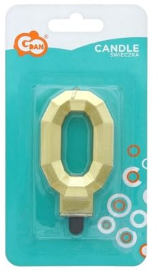 Nummer Dekorative Figuren der Marke Modell Diamond Gold Metallic Nummerkerze 0, Tortekerze