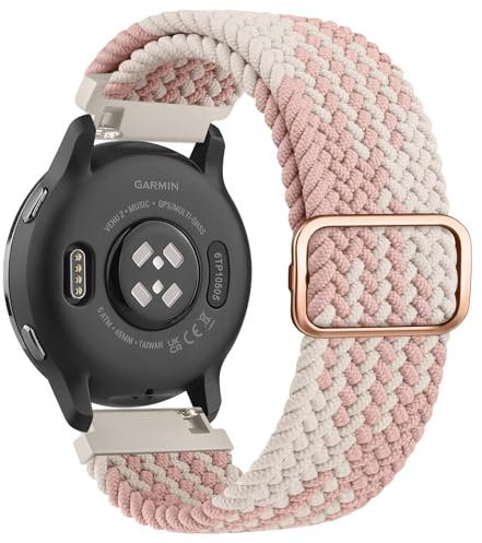 Oumida Geflochtenes Armband für Garmin Venu Sq/Venu Sq 2/ Venu Sq 2 Music/Venu 2 Plus, Garmin Vivoactive 5/ Vivoactive 3 Music, Forerunner 55 Armbänder, 20mm Elastisches Nylon Ersatzarmband