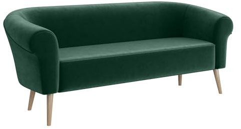 MEBLINI Mini Sofa 3-Sitzer für Wohnzimmer - Mini Lounge für DREI Personen - Küchensofa - Sofa Klein - Emilia - 3 - Grün Samt