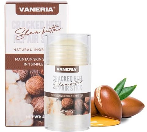 VANERIA Fußpflege für Fusscreme Sehr Trockene Füsse,Rissige Ferse Repair Stick für Trockene Rissige Füße Behandlung mit Shea Butter & Kokosnussöl,Tief Befeuchten und Erweichen Füße 40g(Shea-Duft)