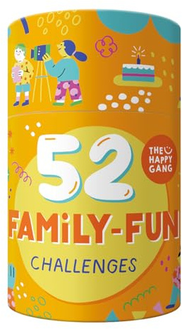 The Happy Gang 3103744 Interaktives Familienspiel, 52 Family-Fun Challenges, lustiges Aktionsspiel für Familien, Aufgabenkärtchen für Erwachsene und Kinder ab 5 Jahren