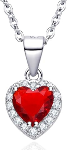 Dada Gioielli Collana Cuore 9mm Punto Luce Argento 925 | Con Zirconi Brillanti, Catenina 45+5cm