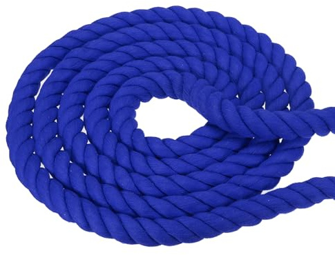 PATIKIL 1 Zoll x 100 Fuß Natur Twisted Baumwollseil Tauziehen Seil Blau | Starkes Dickes Baumwollseil, 3 Strang, für Geländer Handwerk Wohnkultur