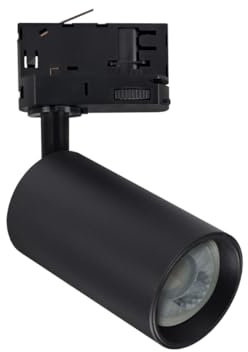 SpectrumLED Madara Altro LED GU10 Stromschienenstrahler mit Universal 3-Phasen Adapter | Alu-Druckguss ohne Leuchtmittel. Für alle gängigen 3-Phasen Stromschienen. (Schwarz)