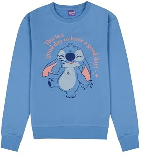 Disney Lilo & Stitch Pullover für Kinder, Sweatshirt für Mädchen & Jungen aus 100% Baumwolle, Kuscheliger Stitch Sweater, Langarm Kinderpullover, Größen 122-152, Blau