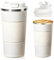Senshuomy Travel Mug, Insulated Coffee Cup with Leakproof Lid, Reusable Coffee Cups Travel Cup, Stainless Steel thermaol Mug for Hot Cold Drinks (White/510ml)