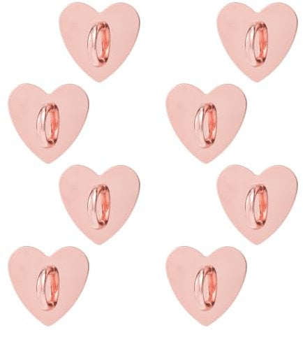 8pcs Cell Phone Ring Holder, Cute Heart Phone Charm Hooks Adhesive Smartphone Finger Ring Stand Sticky Metal Loop Grip for Cellphone Case Pad Tablet DIY Accessories (Rose Gold)