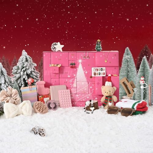 Bearhug Adventskalender 2025 für Frauen & Teenager - Weihnachts-Countdown-Kalender-Geschenkset mit individueller Box-Verpackung, trend-infundierte Beauty- & Lifestyle-Geschenke (Ihre