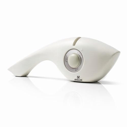 RISAM kitchen Messerschärfer – 3 in 1 Schleifsystem mit Wolframstahl- Diamant- & Keramikeinsätzen – Rutschfester Standfuß – Sicher & ergonomisch – Kompakt & mobil (Standard - All-in-one)