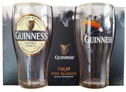 Guinness Lot de 2 verres à bière officiels Extra Stout & Flying Toucan