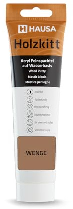 HAUSA Mastic Pour Bois De Wengé 250 G - Mastic Acrylique Prêt À L'Emploi - Pour Réparer Les Dommages Du Bois - Excellent Pouvoir De Remplissage - Séchage Rapide - Résistant