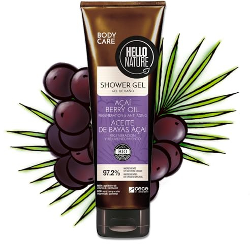 P-Beauty Naturkosmetik Duschgel mit Acai Öl - Veganes Shower Gel für Damen & Herren - Duschbad für trockene & sensible Haut feuchtigkeitsspendend, regenerierend (1x250ml)