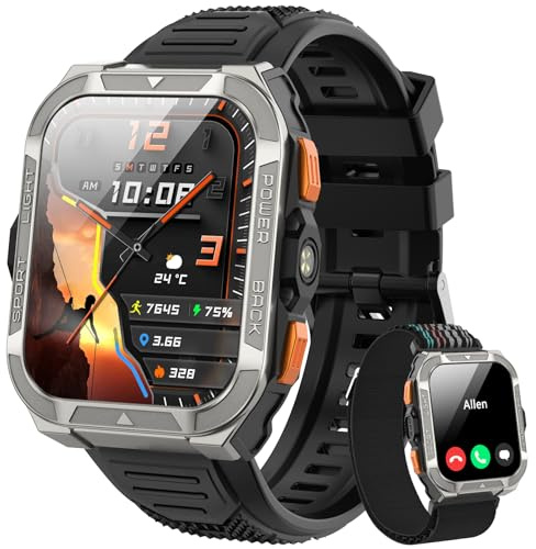 Blackview Military Smart Watch for Men | Built-in GPS, Compass, LED Torch | AI, ChatGPT, Translator | 100-Day Battery | Bluetooth Calls | Health Monitor | 170+ Sports | IP68 Waterproof for iOS Android