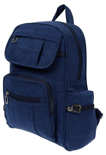 Christian Wippermann Damen Rucksack aus Canvas - Elegant und Modern, 24x30x13 cm - Mittelgroßes Daypack mit 7 Fächern, Stilvoller City Rucksack für Frauen - Alltagstauglich und Vielseitig - Blau