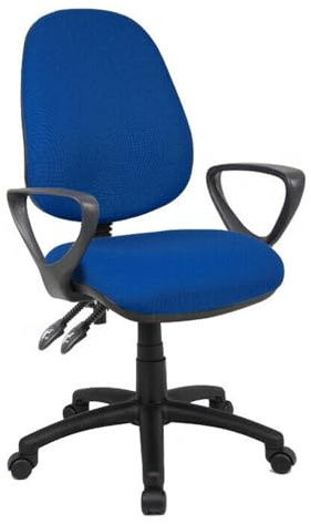 IDEAL 365 Office Fabric Operator Chairs 2 lever PCB (Blue, Fixed Arms)