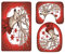 A.Monamour Badezimmer Badematte 3 Teilig Set Rote Weihnachten Urlaub Rentier Kopf Kunst Wc Sitzbezüge Kissen Pads Für Toilettenzubehör Flanell Saugfähig Badteppiche Badvorleger Badgarnitur WC Vorleger