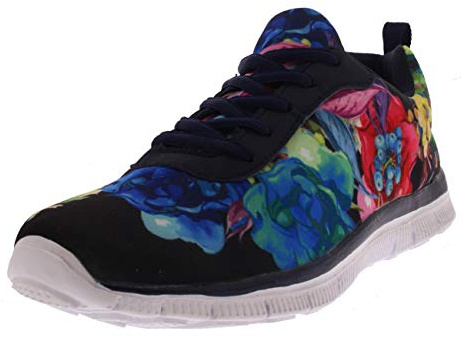 Get Fit Womens Walking Running Vibrant Floral Lightweight Yoga Trainers - Floral - EU41/ UK8 - BS0245