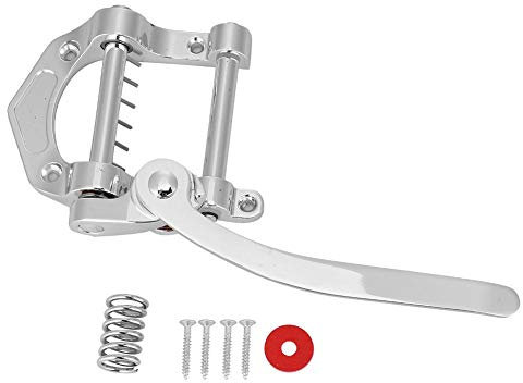 electric guitar tremolo unit vibrato bridge,Gitarrentremolo Vibrato Bridge E-Gitarre Vibrato Saitenhalter Tremolo oass für Bigsby SG LP Jazz Gitarren Musikinstrument Zubehör(Silber)
