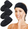 KinHwa Kosmetik Stirnband Frottee,Kosmetik Mikrofaser Haarband, Haarschutzband mit Klettverschluss für kosmetische Behandlungen, Haarschutz bei Schminken, Sport, Yoga, waschbar 3 Stück Schwarz